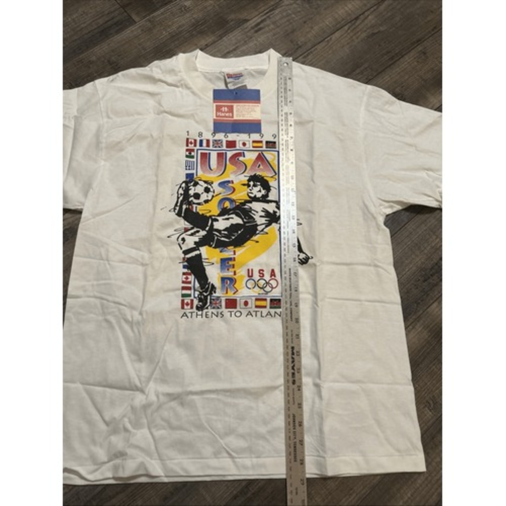 1996 Atlanta Olympics Soccer Vintage Men's Tee L Single Stitch NWT Rare - Picture 3 of 8